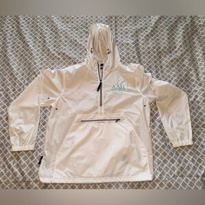 Alpha Delta Pi Hooded Rain Jacket Pullover with Front Pocket Size Medium